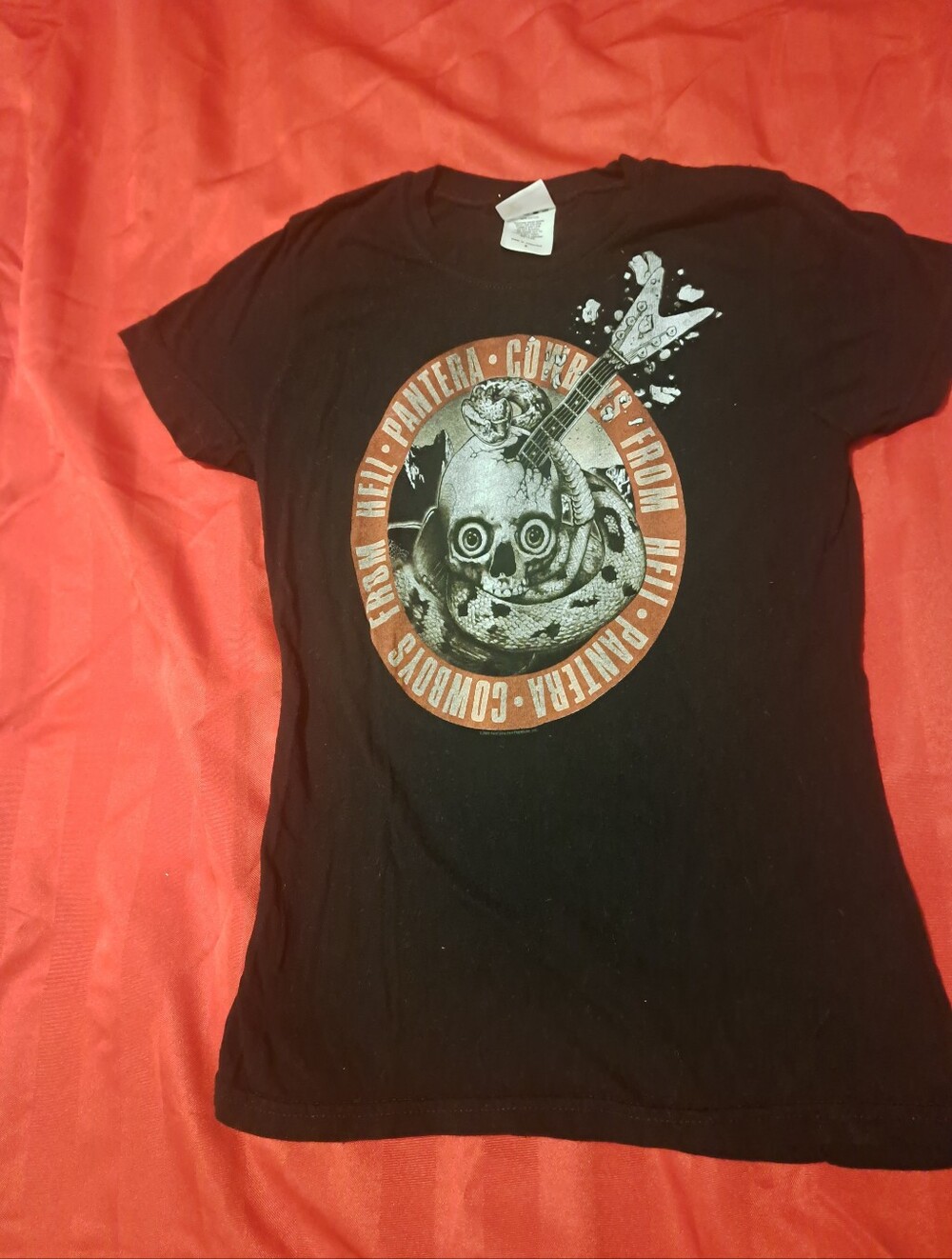 Bay Island Black Graphic Women Tee Shirt Of Pantera Band